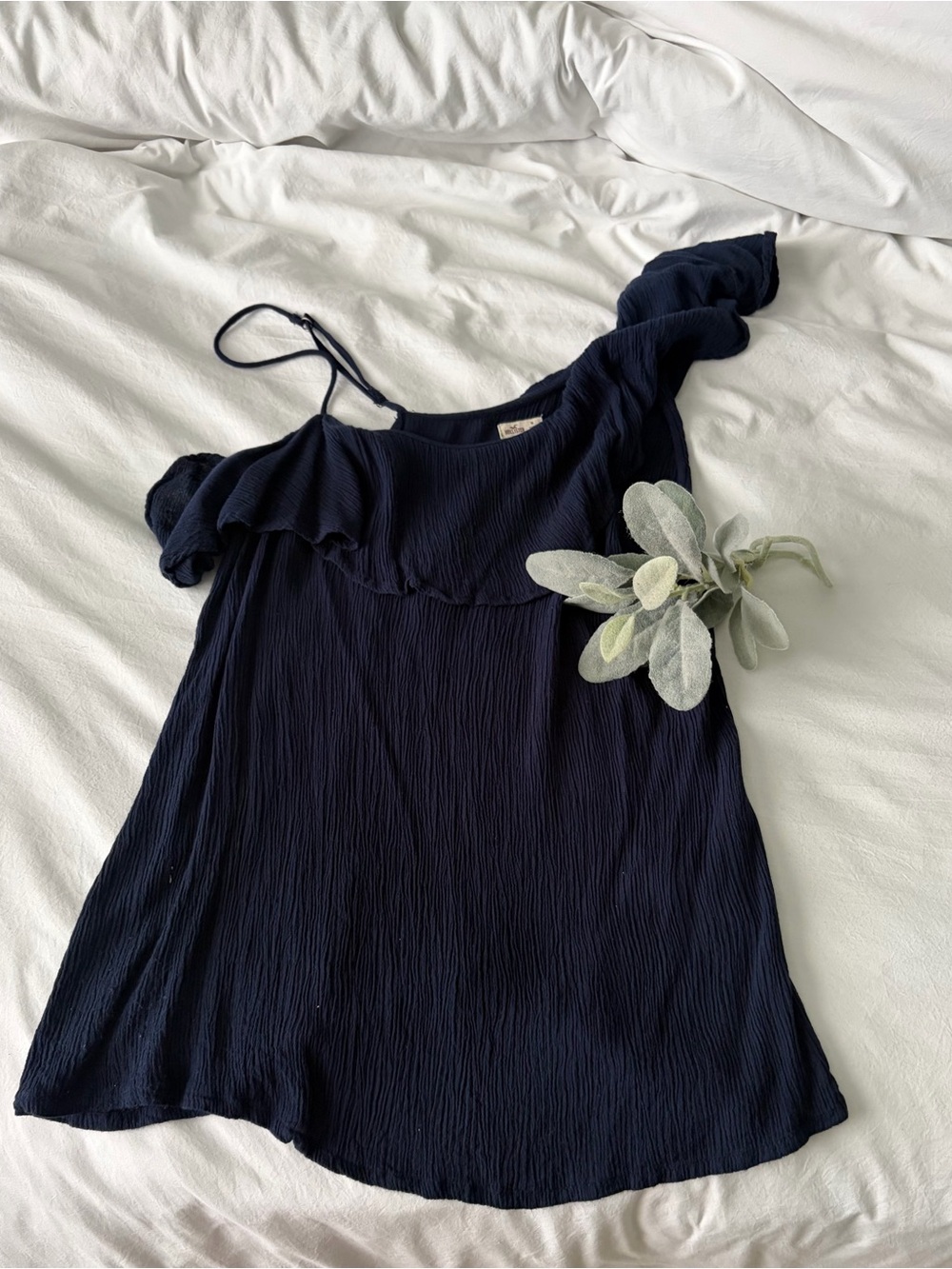 Hollister Navy One-Shoulder Ruffle Camisole